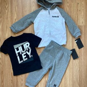 Hurley Gray and Black Kids' 3-pieces Outfit Set size 12m